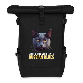 Chat bleu russe Russisch Blau Katze - Sac à dos roll top - noir - Devant