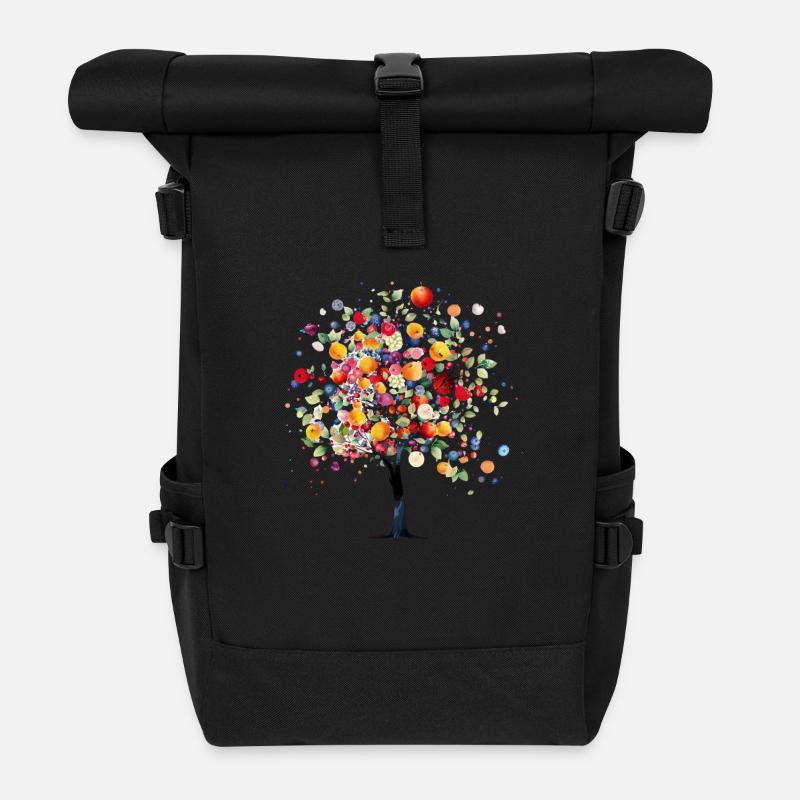 Arbre fruitier coloré dans une lumière magique - Sac à dos roll top - noir