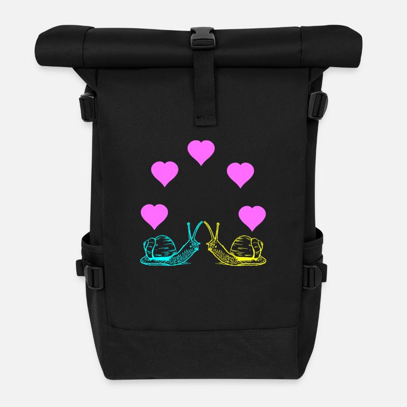 Schnecken Schnecke Valentin Valentinstag - Rolltop Rucksack - Schwarz