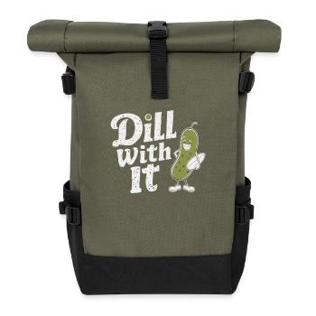 Cucumber With It – Funny Cartoon Cucumber - Roll Top Backpack - olive/black - Front