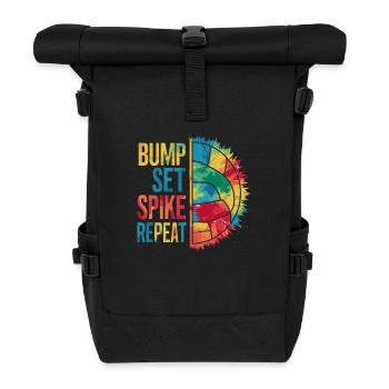 Volleyball Volleyballer Bump Set Spike Repeat - Rolltop Rucksack - Schwarz - Vorne