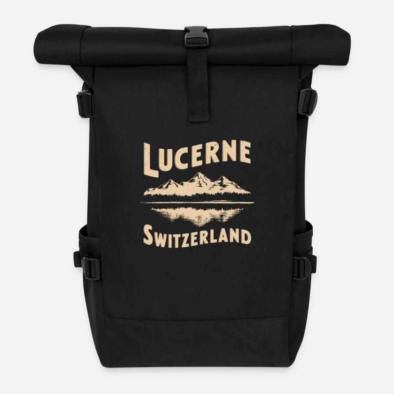 Lucerne Schweiz Souvenir Berge See - Rolltop Rucksack - Schwarz