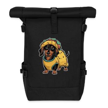 Dackel In Kostümen Taco Dackel - Rolltop Rucksack - Schwarz - Vorne