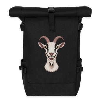 Chèvre souriante avec un visage humoristique - Sac à dos roll top - noir - Devant