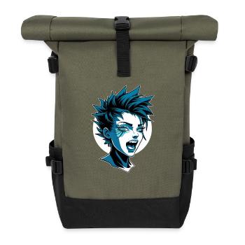 Futuristic punk girl with mohawk - Roll Top Backpack - olive/black - Front