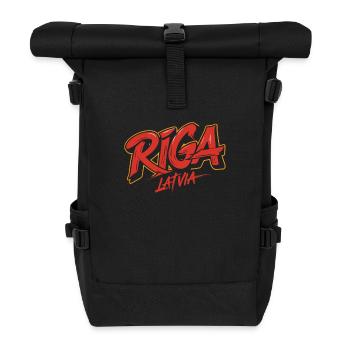 Riga Lettland Souvenir Design - Rolltop Rucksack - Schwarz - Vorne
