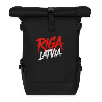 Riga Lettland Souvenir - Rolltop Rucksack - Schwarz - Vorne