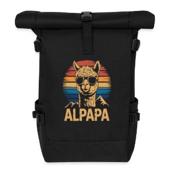 Cool Alpapa Alpaca Dad With Sunglasses - Roll Top Backpack - black - Front