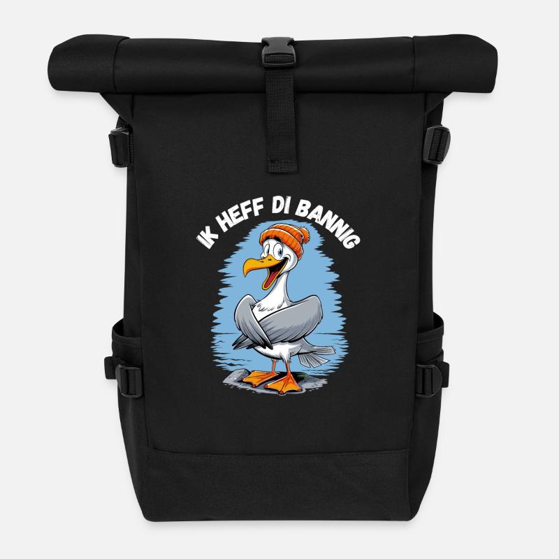 Hamburg Möwe Ich liebe Dich Plattdeutsch Nordsee - Rolltop Rucksack - Schwarz