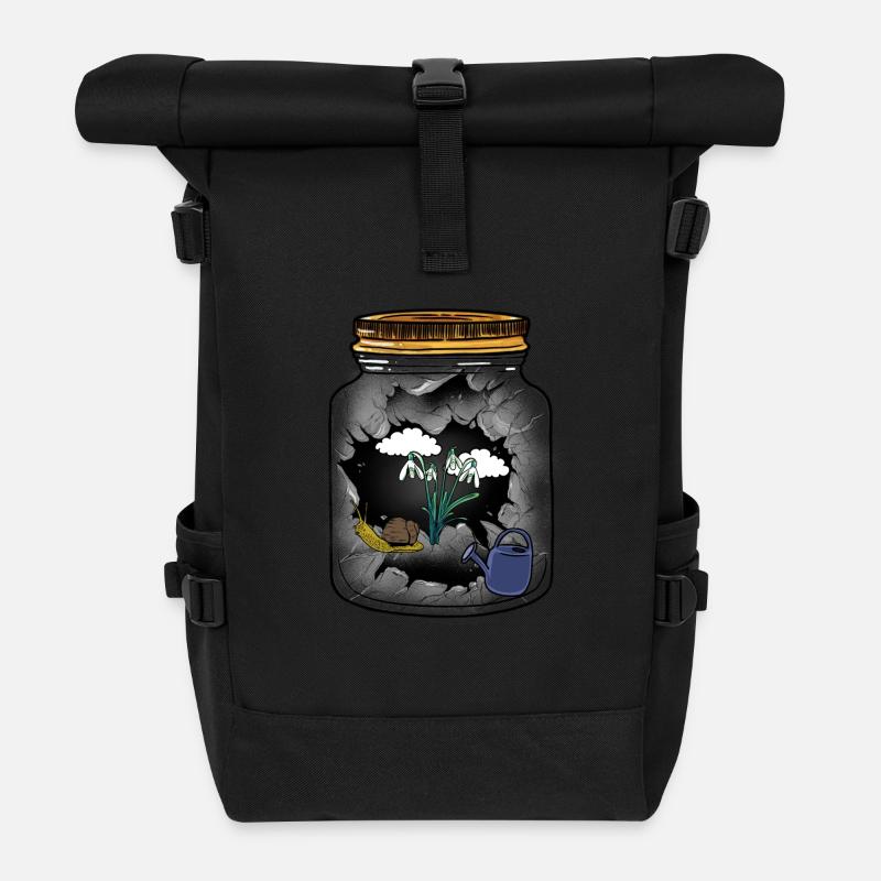 Garten Schnecke Schnecken Gärtner Fantasy Kinder - Rolltop Rucksack - Schwarz