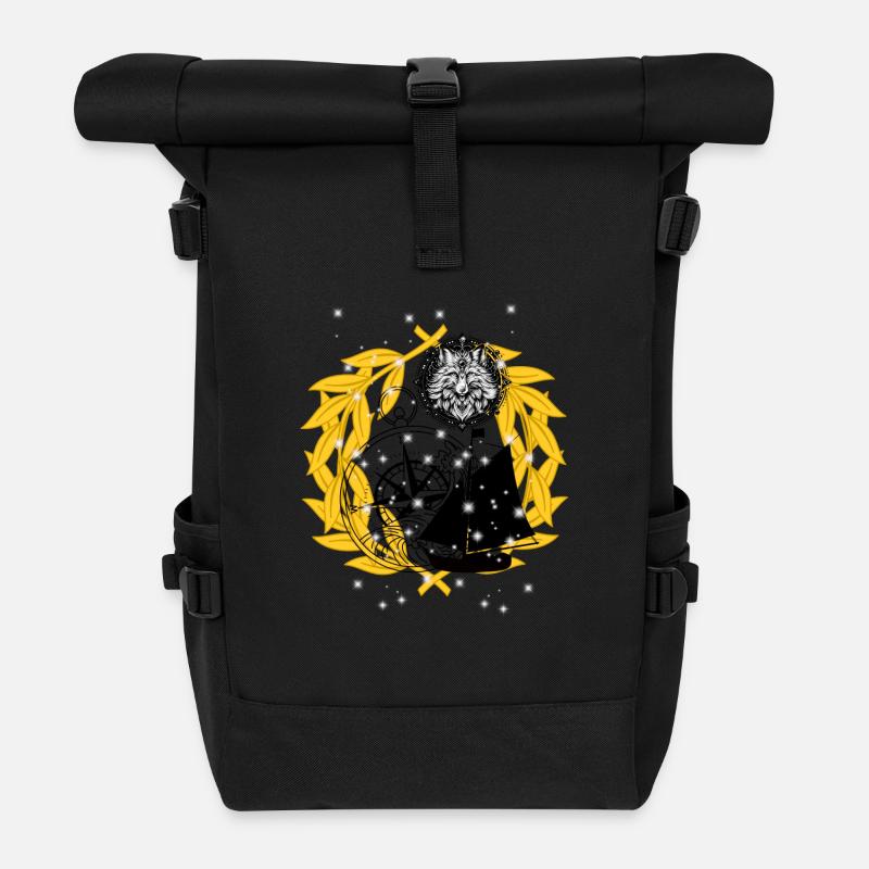 Seefahrt Kompass Segelschiff maritim - Rolltop Rucksack - Schwarz