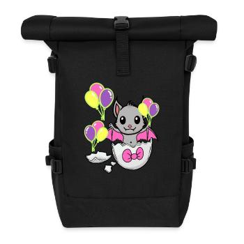 Fledermaus Baby Geburt Geburtstag Kinder Kind Ei - Rolltop Rucksack - Schwarz - Vorne