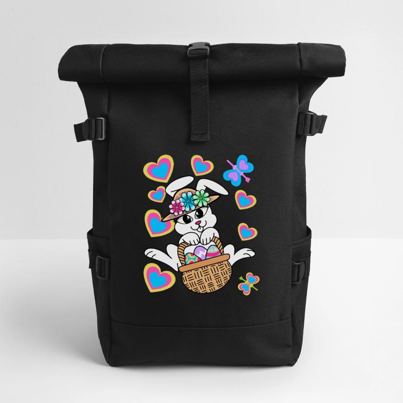 Easter Bunny Easter Bunny Eggs Easter Eggs Easter Roll Top Backpack