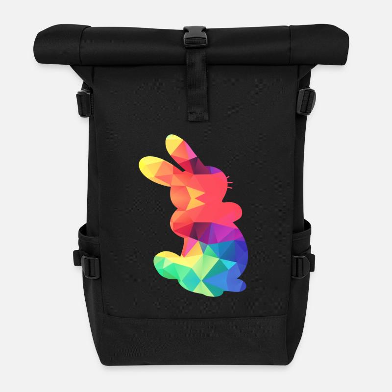 Buntes Häschen - Rolltop Rucksack - Schwarz