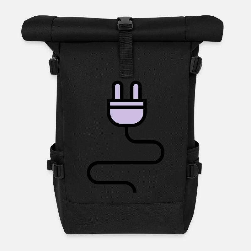 Stromkabel, Stecker - Rolltop Rucksack - Schwarz