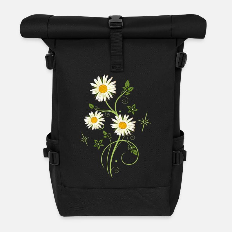 Margeriten Wildblumen Sommer - Rolltop Rucksack - Schwarz