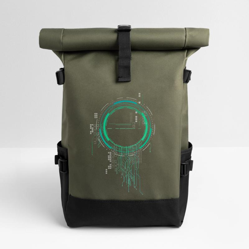 CPU PC PCB Spaceship Code Nerd PC Pixel Coder Roll Top Backpack