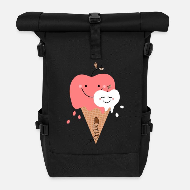 Happy Apple Icecream - Roll Top Backpack - black