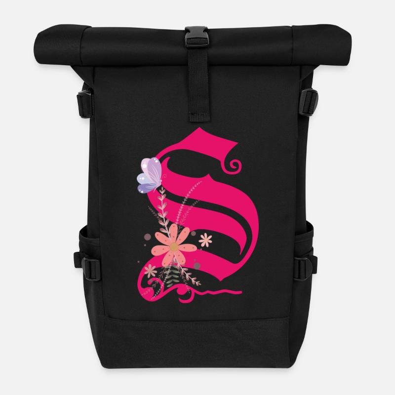 Buchstabe S - Rolltop Rucksack - Schwarz