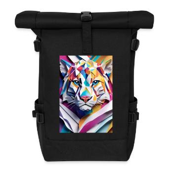 Mystic Snow Leopard: Guardian of the Peaks - Roll Top Backpack - black - Front