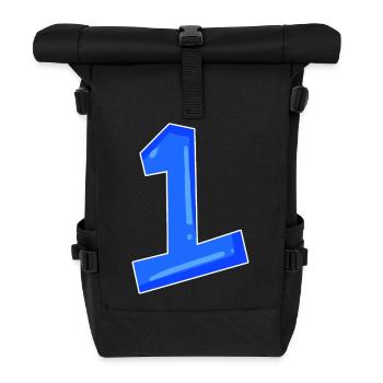 Number 1 blue - Roll Top Backpack - black - Front