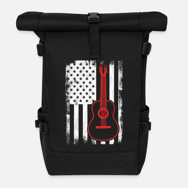 4. Juli Gitarre USA - Rolltop Rucksack - Schwarz