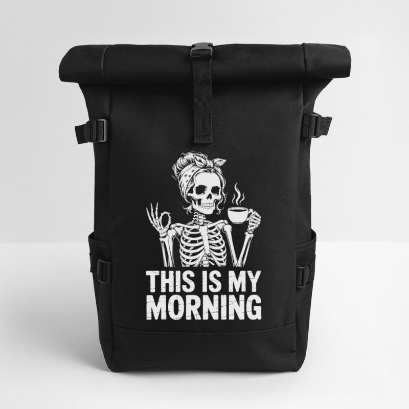 Skeleton Coffee Salutation du matin Sac à dos roll top