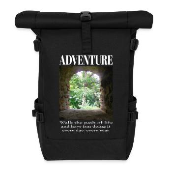 Adventure castle window with arch and view - Roll Top Backpack - black - Front