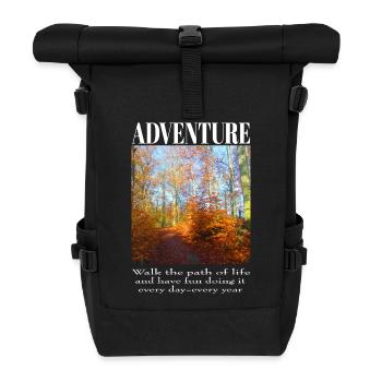 Adventure - Path through the autumn forest - Roll Top Backpack - black - Front
