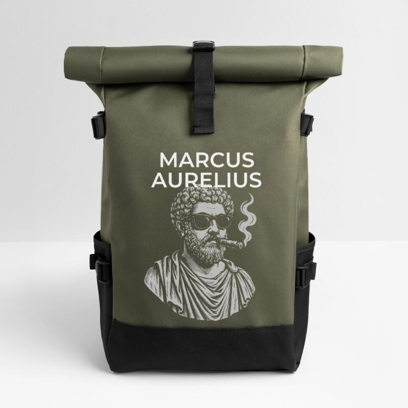 Marcus Aurelius Classical Philosopher Portrait  Roll Top Backpack