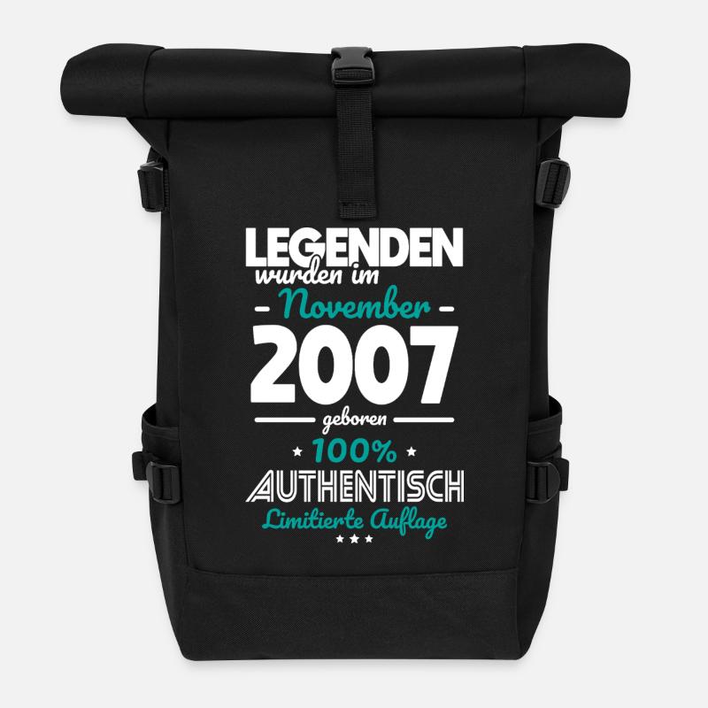 18. Geburtstag - Legenden wurden im November 2007 - Rolltop Rucksack - Schwarz