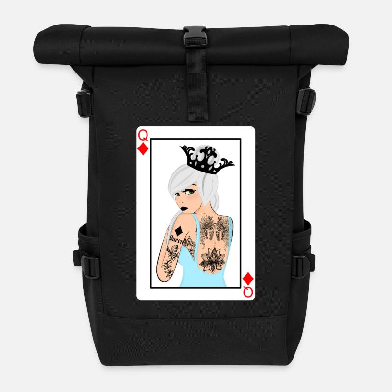 Punk Tile Lady Card - Roll Top Backpack - black