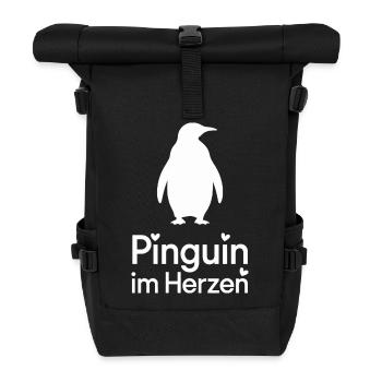 Penguin In The Heart Cute Penguin Saying For - Roll Top Backpack - black - Front