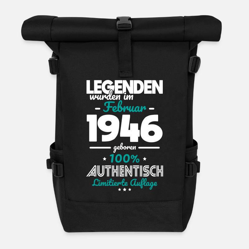 80. Geburtstag - Legenden wurden im Februar 1946 - Rolltop Rucksack - Schwarz
