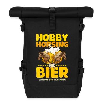 45 Hobby Horsing Und Bier Darum Bin Ich Hier - Rolltop Rucksack - Schwarz - Vorne