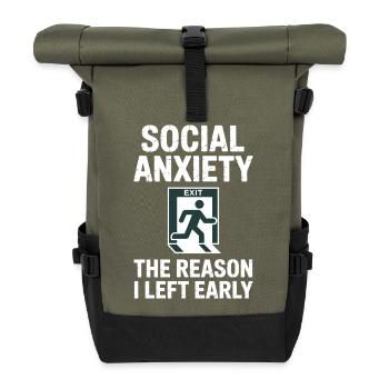 Humor for introverts fun social - Roll Top Backpack - olive/black - Front
