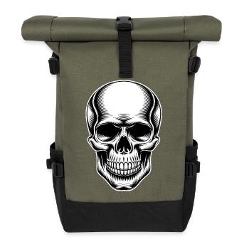 Conception de crâne pour fans de rock et de metal - Sac à dos roll top - olive/noir - Devant