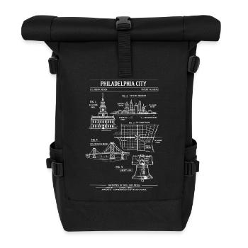 Philadelphia Skyline-Bauplan - Rolltop Rucksack - Schwarz - Vorne