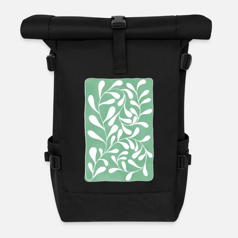 Eukalyptusblätter - Rolltop Rucksack - Schwarz