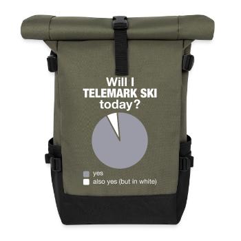 Telemark Ski Funny Skiing Today Diagramm - Rolltop Rucksack - Olive/Schwarz - Vorne
