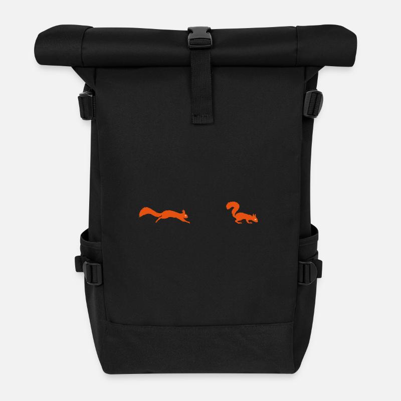 Eichhörnchen springt - Rolltop Rucksack - Schwarz