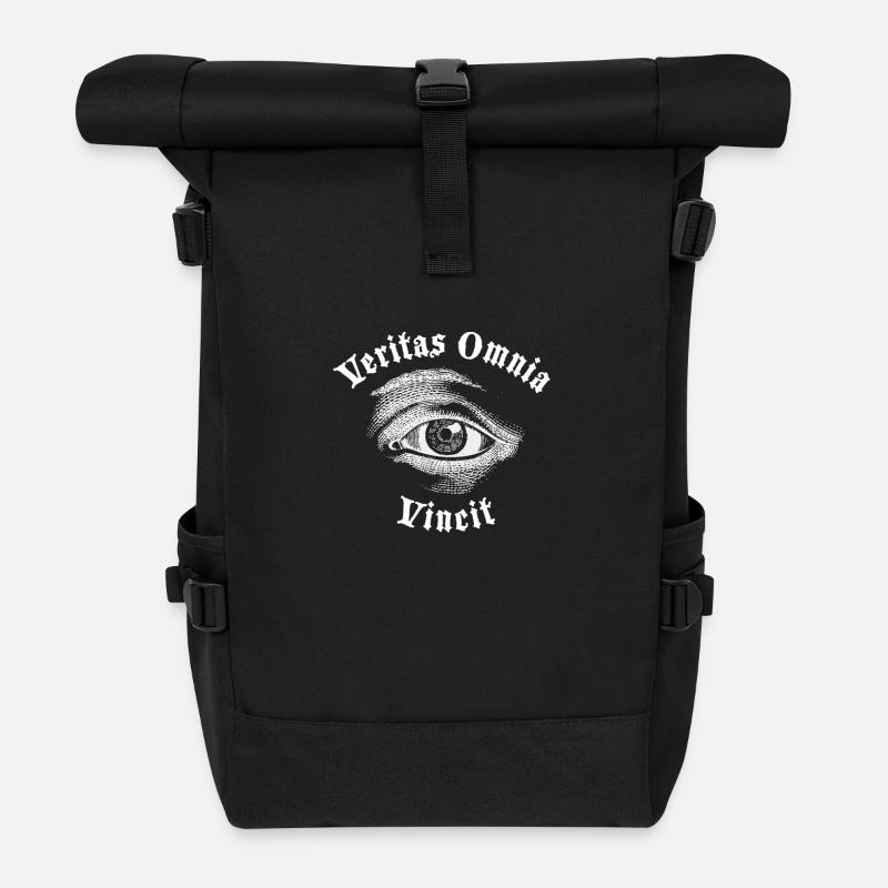 Lateinisches Sprichwort - Veritas Omnia Vincit - Rolltop Rucksack - Schwarz