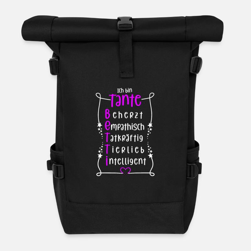 Betti - beste Tante - Rolltop Rucksack - Schwarz