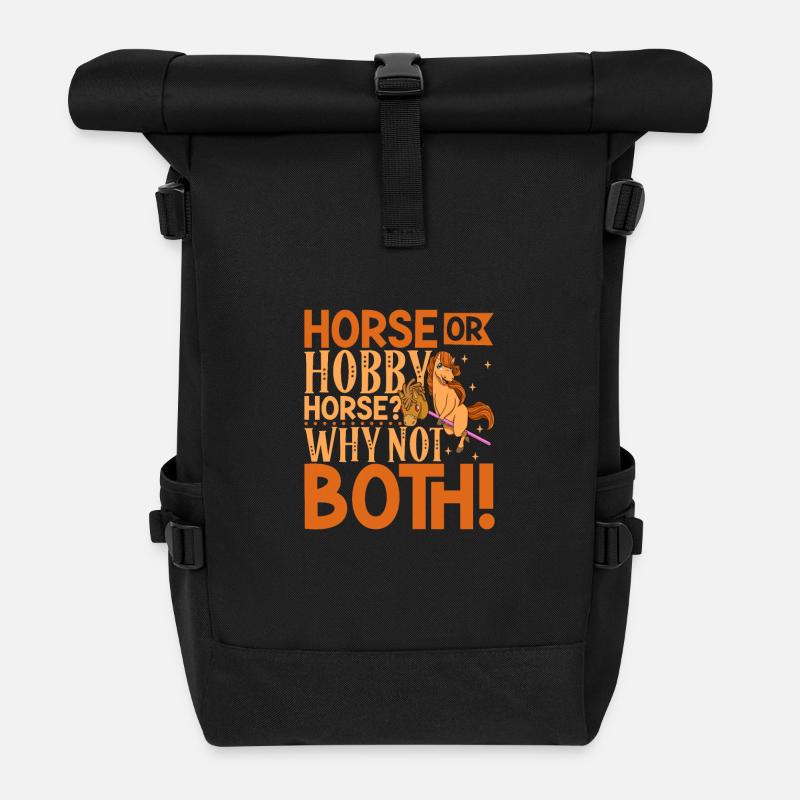 Horse and Hobby Horsing - Roll Top Backpack - black