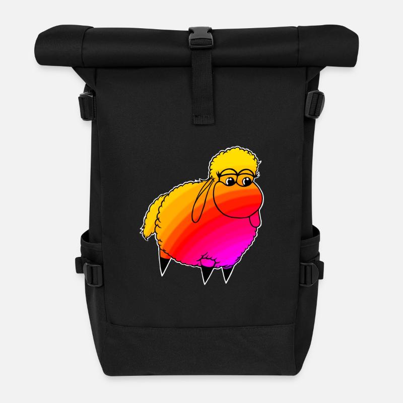Wolly Sheepling Rainbow Retro wave Gaming - Rolltop Rucksack - Schwarz
