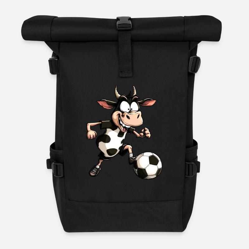 Kühe Fussball - Rolltop Rucksack - Schwarz