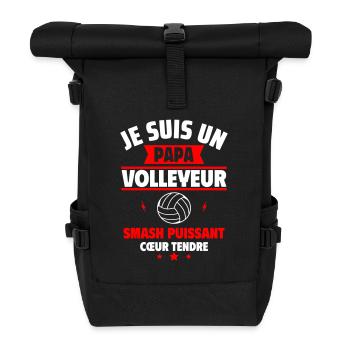 Papa volleyeur,Volley,Volleyball,fête des pères - Sac à dos roll top - noir - Devant