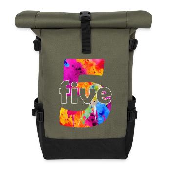 FIVE 5 YEAR BOY 5TH BIRTHDAY - Roll Top Backpack - olive/black - Front