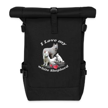 weißer Schäferhund - Rolltop Rucksack - Schwarz - Vorne