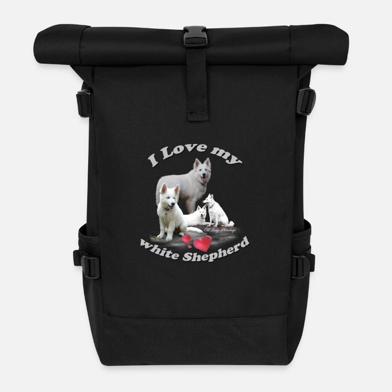 weißer Schäferhund - Rolltop Rucksack - Schwarz